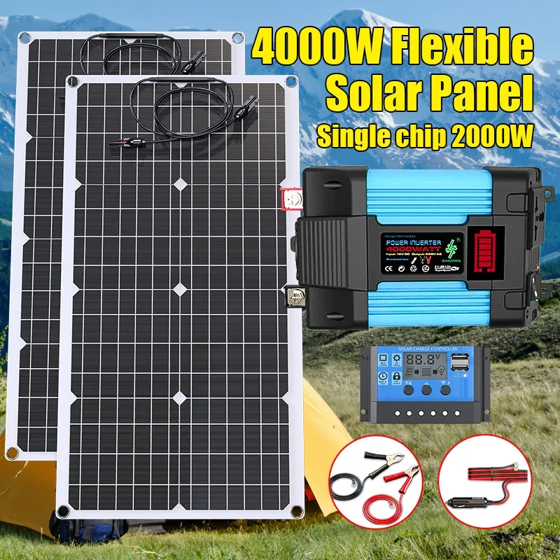 4000W Solar Panel Kit 12V To 1 - Solar Emergency Charger ulasan dan harga